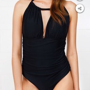 Cupshe Black Halter One Piece NWT